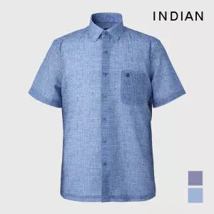 [INDIAN] 써커 솔리드 미니멀 프린트 반팔 티셔츠_MITNSXM3121