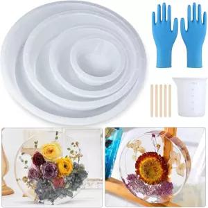 깊은 원형 실리콘 몰드 세트 3 5 7 9 꽃 보존 DIY 공예 가정 장식용