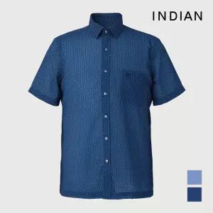 [INDIAN] 미니멀 프린트 G블루 반팔셔츠_MITNSXM3211