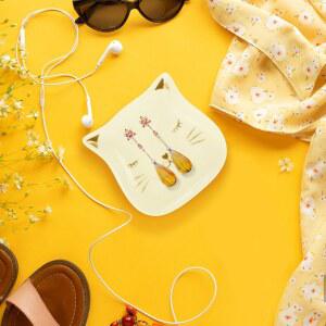 고양이 무늬 세라믹 주얼리 접시 반지 트레이 2개 세트 보관 목걸이 귀걸이