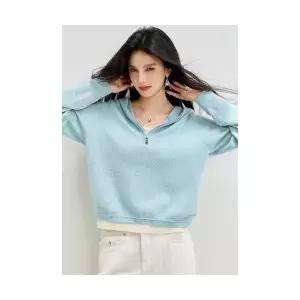 가을 여성 울 니트 페이크 투피스 반집업 매일예쁜 풀오버 카디건 후드 인기3