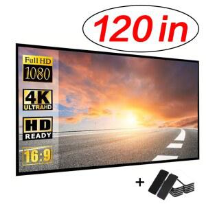 가정용 빔프로젝터 30 120인치 3D 휴대용 프로젝터 스크린 16 접이식 프로젝션 시네마 실내외 4K HD 1080P 평면 차단