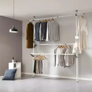 [왕자행거]왕자 네오스페이스 (점보 3단 조절행거) 아이보리실버