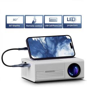 가정용 빔프로젝터 2026 미니 시어터 프로젝터 휴대용 비디오 휴대폰 프로젝션 지원 TV 스틱 USB 노트북에