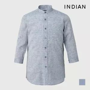 [INDIAN] 린넨 블랜드 솔리드 7부 셔츠_MIUNLXM3281