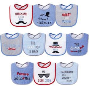 Hudson Unisex 면 테리 침흘림용 턱받이, 섬유 충전재, 멋진 눈 무늬, 원 사이즈