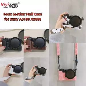 카메라 기본 케이스 소니 A5100 A5000 전문 카메라 보호 하프 케이스 끈에 대한 인조 가죽 하프