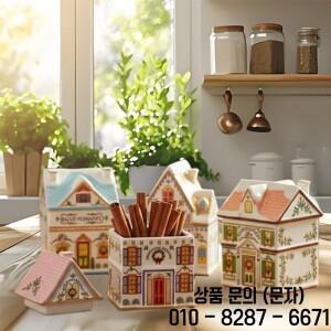 크리스마스 홀리데이 빌리지 향신료 집 세트 미니 홈 데코 설탕 주방 수납 테이블 장식품 6cm