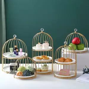 3단 호텔 케이크트레이 트레이 접시트레이 접시 삼단 트레이대 스탠드 케이크 골드 과일 세트