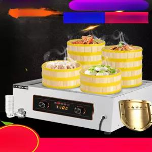 업소용 스팀 찜기 전기 딤섬 대나무 만두가게 메이커 구멍3개 컴퓨터 버전 물 부족 및 정전