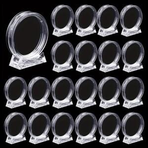 10개 투명 챌린지 코인 디스플레이 홀더(스탠드 포함) - 기념주화 및 홈 데코를 위한 세련되고 내구성이 뛰