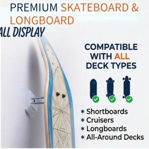 헤비 듀티 스케이트보드 벽걸이형 랙 롱보드 보관 홀더 공간 절약형 스케이트보드 디스플레이 랙 (스케이트
