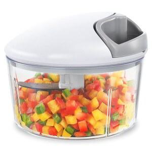 푸드 초퍼 매뉴얼, 청소하기 쉬운 양파 마늘 야채 커터, 야채, 과일, 샐러드 등을 위한 핸드 너트 - 2.5컵(회색)