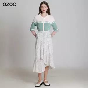 오조크 밴딩 러플 플라워 스커트