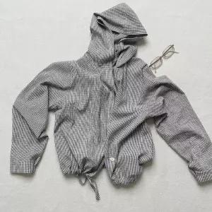 핫핑 [살안타템/장마템] 바나 루즈핏 스트링 후드 체크 긴팔셔츠