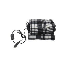 아쿠토 전기 난방 담요, 자동차 담요 가열 3단계 타이머 세척 가능 59.06x43.31인치 플리스 원단 정전기 방지 실리콘 난방선, 캠핑(블랙 화이트 스트라이프 격자무늬)