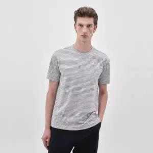 [롯데백화점]인디안 린넨 블렌드 스트라이프 반팔셔츠MUOAS5M3121