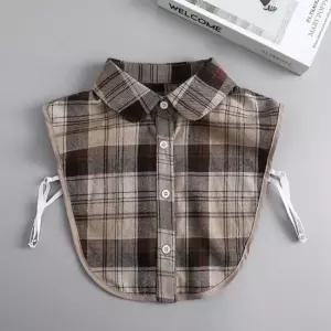 클래식 체크 넥케이프 셔츠 페이크 카라 유니폼 클래식체크셔츠 체크레이어드카라