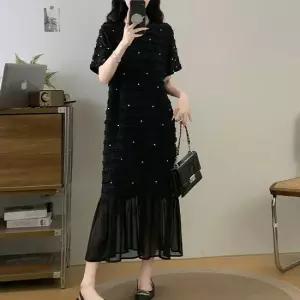 [아리엘스타일]프릴텍스처 진주포인트 머메이드롱원피스 모랑떼롱원피스