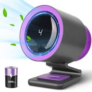 책상 선풍기 침실용 소형 기류 테이 조용함 팬5000mAh 엔틱 네이비 회전 18856