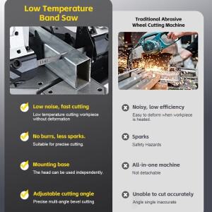 휴대용 미니 밴드쏘 0-45 도 앵글쏘 머신 1100W 220V 가정용 작업장 금속 목재 철강 절단용 베벨 공구