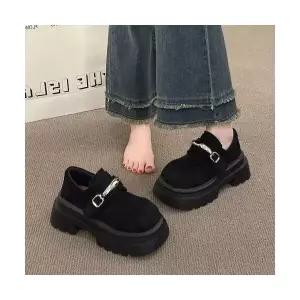 여친 플랫 메탈 장식 단화 통굽 키높이 봄 빈티지 라운드 슬립온 송편 슈즈 패피1