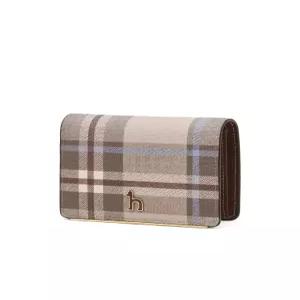 헤지스 액세서리 26SS 베이지 웨일즈체크 퍼피장식 소가죽 반지갑 HIWA6EC31I3