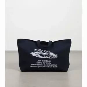 와일드동키 그래픽 프린팅 에코백 캔버스 숄더백 네이비 블루 B-FAR AWAY