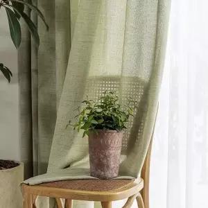 1pc 현대 간단한 솔리드 컬러 창 스크린 맞춤형 주름 일본 질감 바닥 커튼 홈스테이 원사 면 반투명