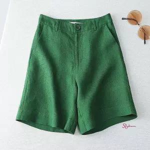 여성 뒷밴딩 7컬러 기본핏 마 반바지 린넨 허리 마반바지hij325