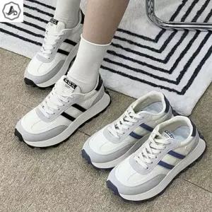 [애슬릿] 굽높은 운동화 사이드 라인 레이스업 배색 단화 4cm