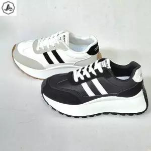 [애슬릿] 굽높은 운동화 라인 배색 레이스업 키높이 단화 5cm