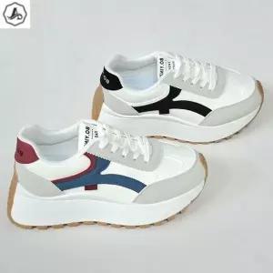 [애슬릿] 굽높은 운동화 컬러 라인 키높이 레이스업 단화 5cm