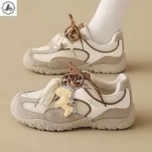 [애슬릿] 키높이 운동화 가죽 더블 끈 참 장식 굽높은 단화 4.5cm