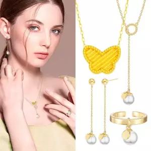 [골드퀸즈] 24K 순금 퀸즈 버터플 세트 (24K 펜던트 + 체인 목걸이 + 진주드롭3종세트)
