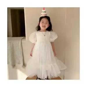 팜므 여아 아기 키즈 여아 화이트 프릴 드레스설날