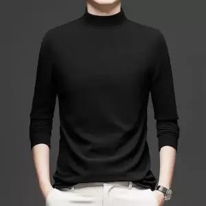 남성용 면 푸시업 기모 메인 발열 캐시미어 자체 긴팔티 반폴라 솔리드 폴라티 패피1