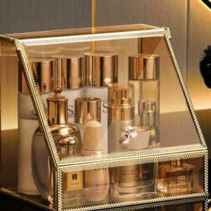 투명 정리대 보관 케이스 블랙 보관함 립스틱 투명 회전 다이 디스플레이 월넛