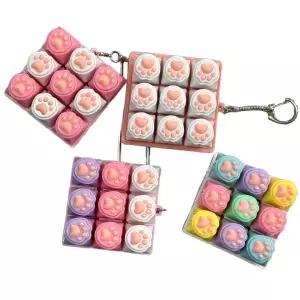 LED  고양이 발다닥 키캡 키링 키보드 딸각이 가꾸 열쇠고리 피젯 토이 크리스탈 키체인 Sss