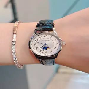 [OST]BEST MD 여성 문페이즈 블랙 소가죽 손목 시계_EJK