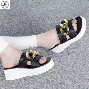 [애슬릿] 통굽 슬리퍼 예쁜 빅체인 키높이 사무실 실내화 5.5cm