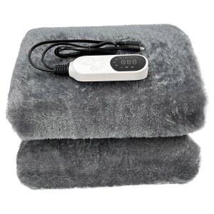 Cndiyald 12V 차량용 온열 담요, 63x31.5인치 양면 전기 워밍업, 3 타이머 및 9개의 열 설정으로 겨울 SUV RV 캠핑(그레이)을 위한 제품입니다