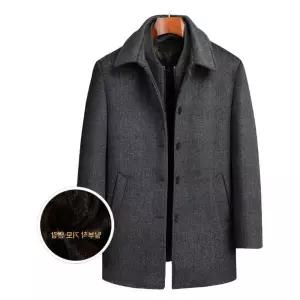 겨울 정장 모직 남자반코트 무늬 하프 체크 싱클 코튼