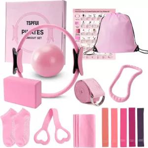 홈트레이닝 필라테스 8종 세트 요가 링 볼 블록 저항밴드 포함 균형 잡기 근력 강화 전신 운동 기구 종아리