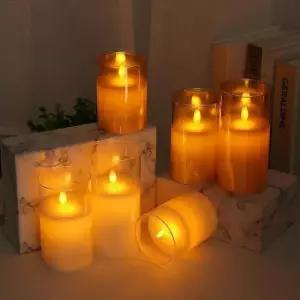 [Deco] 테이블조명 전자촛불 유리병 탁상조명 브라운 캔들 취침등 단스탠드 10cm LED