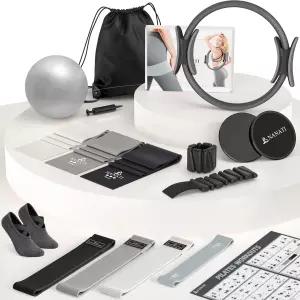 홈트레이닝 전신 탄력 운동 소도구 세트 홈트 서클링 및 미니볼 구성 저항 밴드 7종 발목 중량 슬라이더