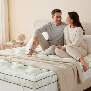 홈크돔 매트리스 GSM 다운 충전재 쿨링 두꺼운 1200 대체 베개 뜨거운 비스코스 추출한 토퍼 위한 수면자를 대나무 허리 탑에서 토퍼