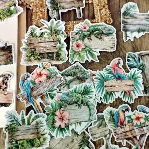 레트로 열대 식물 스티커 나무 표지판 방향 장식 DIY 공예 사진 앨범 플래너 저널 스크랩북