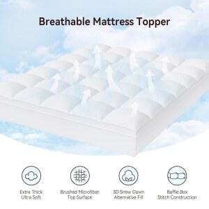 허리 위한 깊은 있는 부드러운 충전재 침대 플러시 사이즈 토퍼 흰색 베개 패드 과채움 매트리스 커버 대체 포켓이 아베네 엑스트라 두꺼운