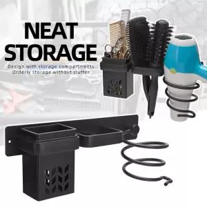 이발소 대용량 수납 랙 벽걸이형 가위 빗 헤어드라이어 욕실 미용 도구 정리함